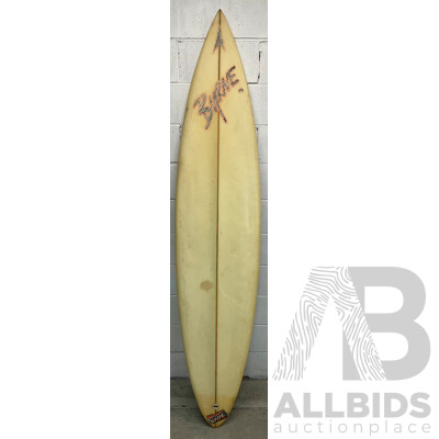 SURFBOARD 1980S PHIL BYRNE THRUSTER  (7' X 18