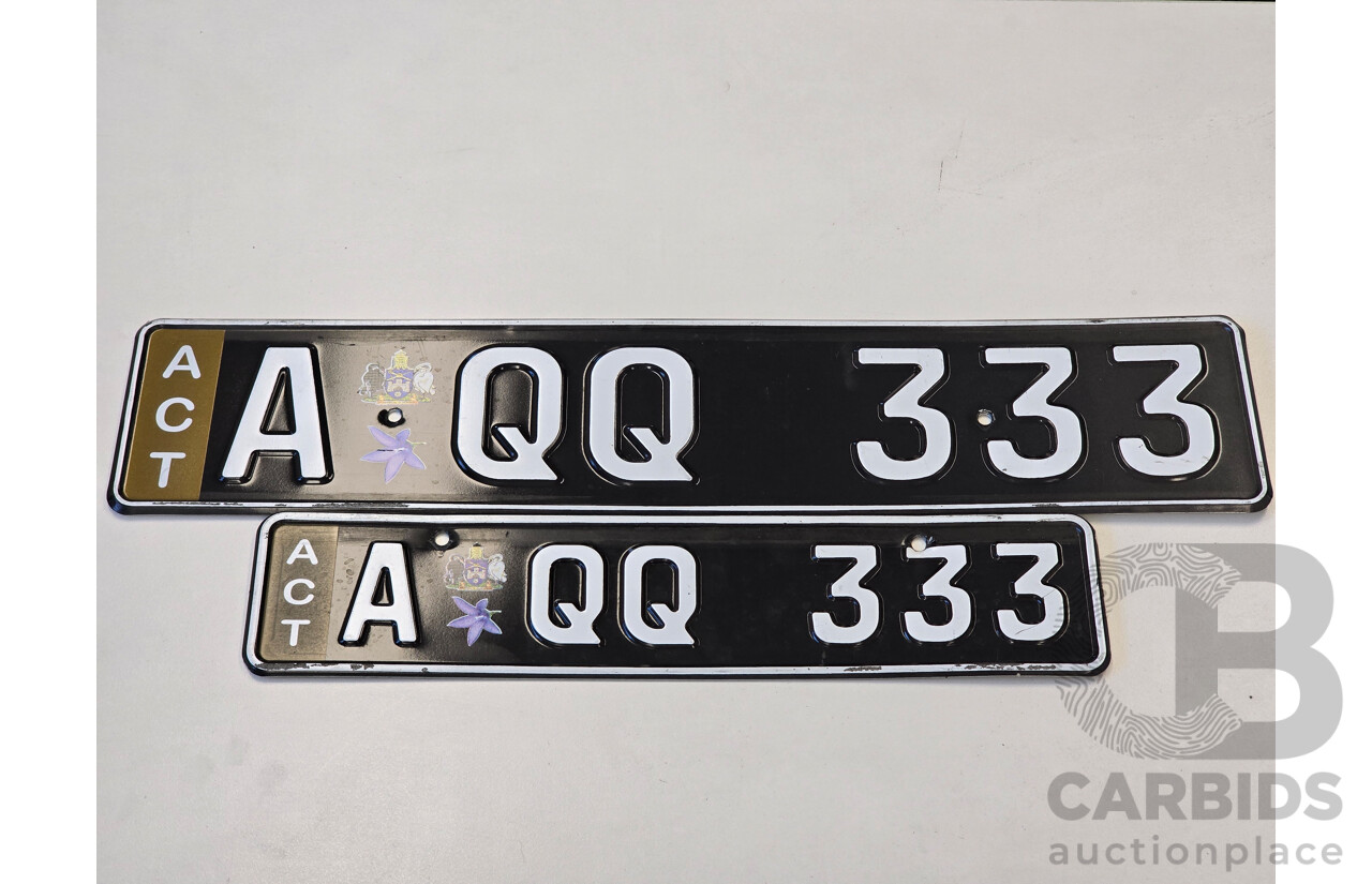 ACT Alpha Numerical European Style Number Plate - A QQ 333