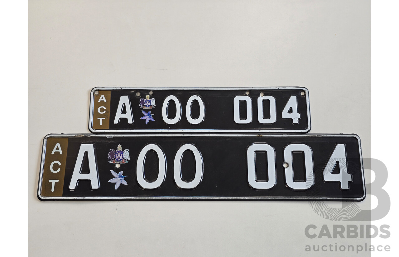 ACT Alpha Numerical European Style Number Plate - A OO 004