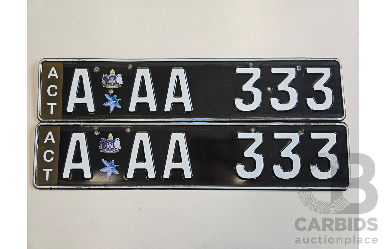 ACT Alpha Numerical European Style Number Plate - AAA333