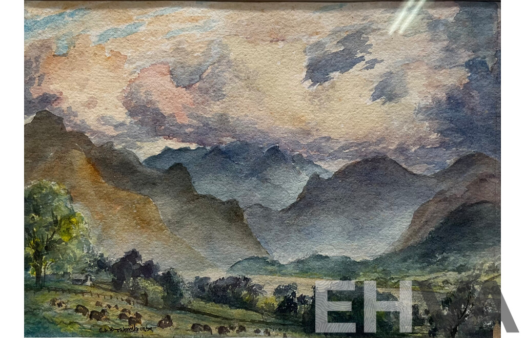 ARTIST UNKNOWN, Dairy in the Valley, Watercolour on Paper, 32 X 36cm