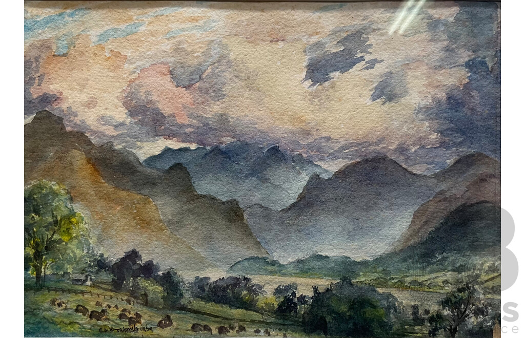 ARTIST UNKNOWN, Dairy in the Valley, Watercolour on Paper, 32 X 36cm