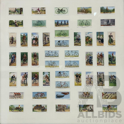 50 Vintage Framed Bicycle Themed Player's Cigarette Cards (60 X 70cm)