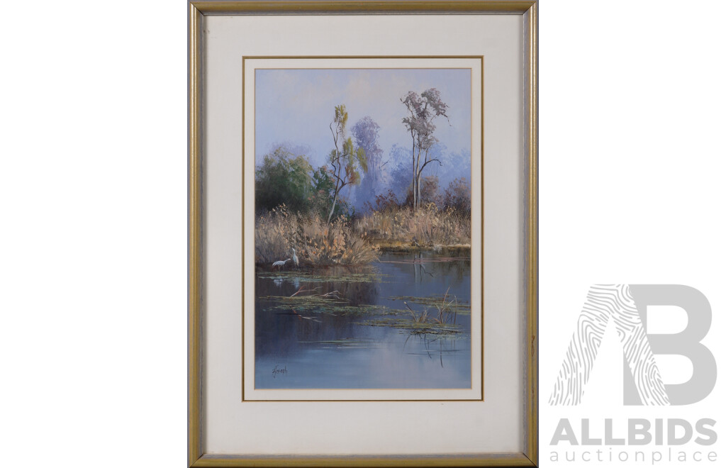 Fay Joseph, (20th Century, Australian, 1939-), Lake Gillawarna (1988), Oil on Canvas Board, 77 x 57 cm (frame)