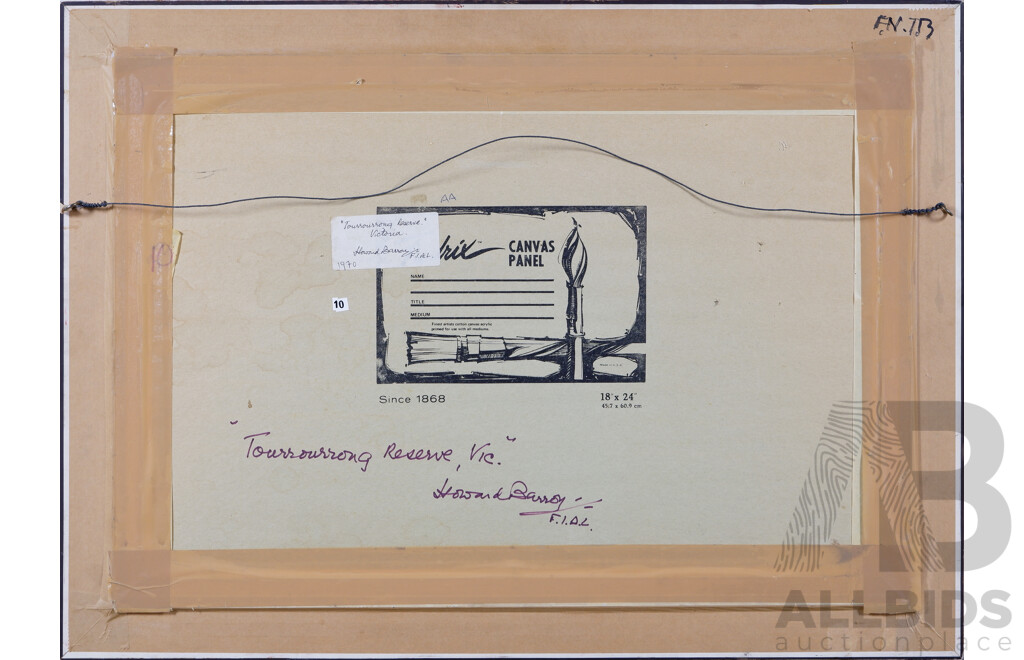 Howard Barron (British-Australian, 1900-1991), Toorourrong Reserve, Victoria  (1970), Oil on Canvas, 55 x 75 cm (frame)