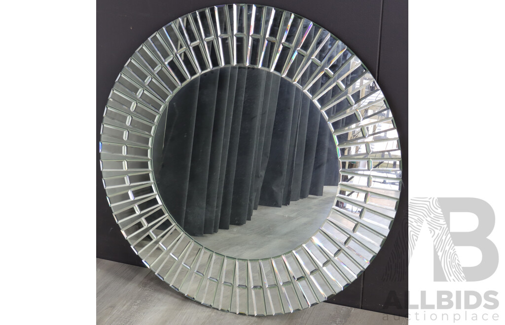 Modern Round Mirror with Bevelled Highlights