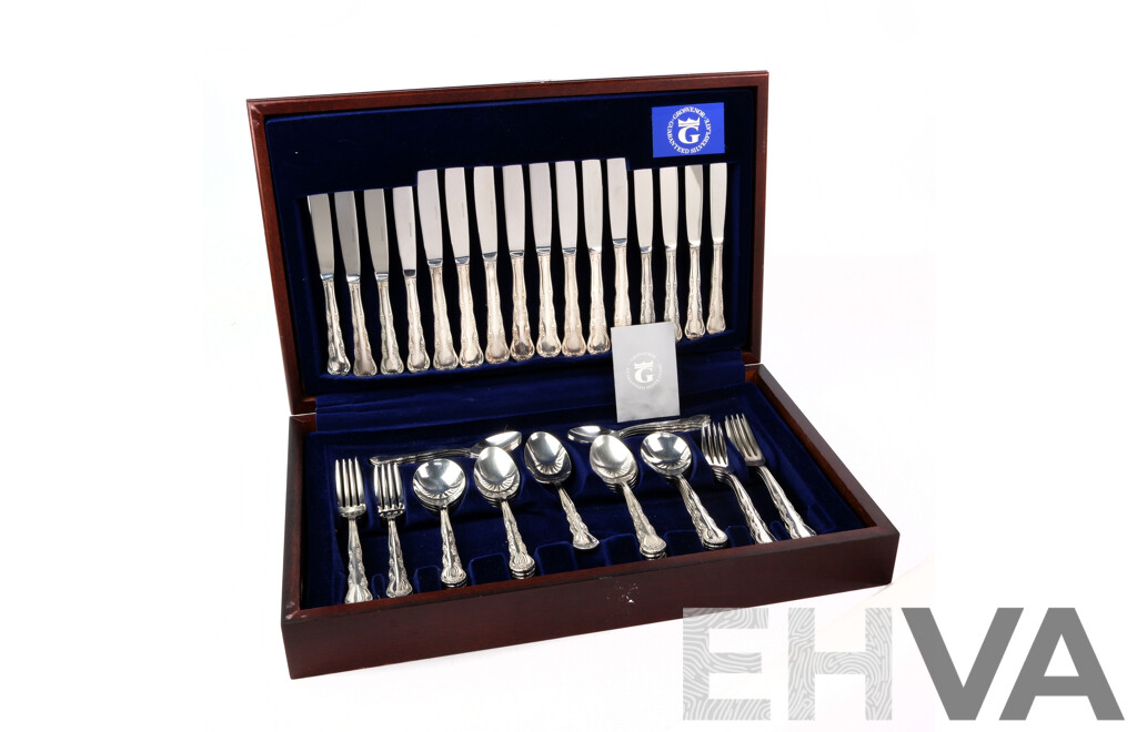 Grosvenor Silver Plate 57 PIece Flatware Set in Wooden Canteen