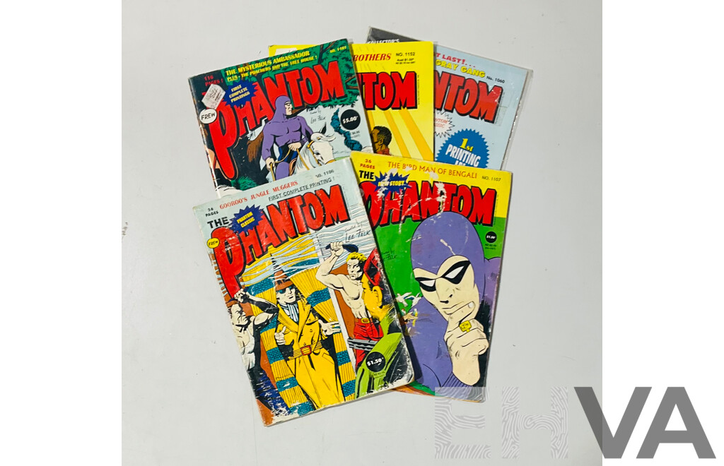 Collection of Phantom Comics Issues Including #1060, #1152, #1101, #1107 and #1106 Published From 1993 - 1996