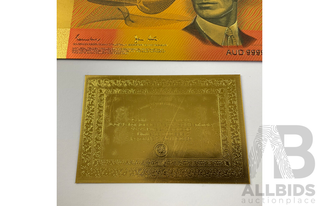 Australian 24 Carat Gold Foil Paper Banknote Series Set