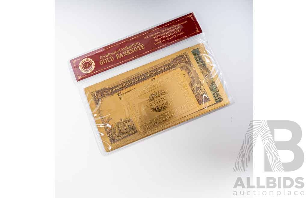 Australian 24 Carat Gold Foil Predecimal Banknote Series Set