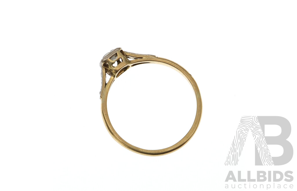 18ct Yellow Gold & Palladium Vintage Diamond Solitaire Ring, TDW 0.42ct, Size O, 2.21 Grams