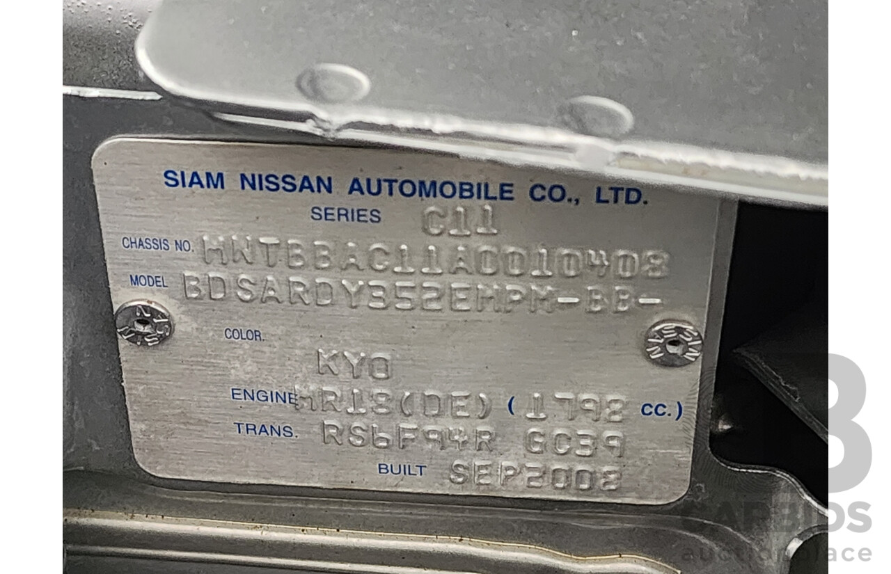 3/2009 Nissan Tiida ST-L C11 5d Hatchback Silver Or Chrome 1.8L