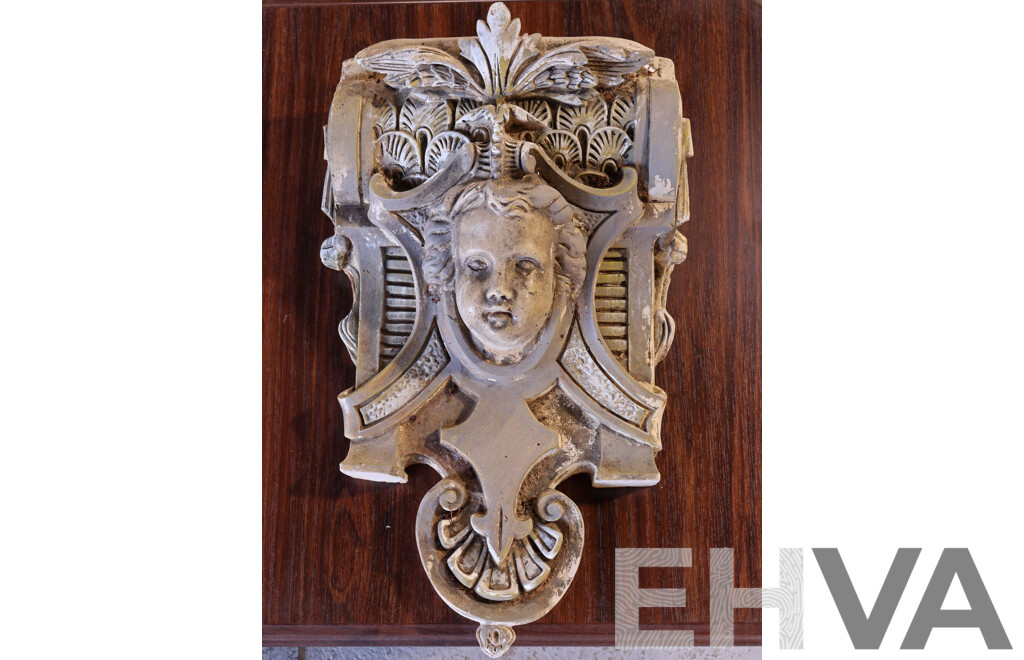 Vintage Cast Concrete Corbel with Putti