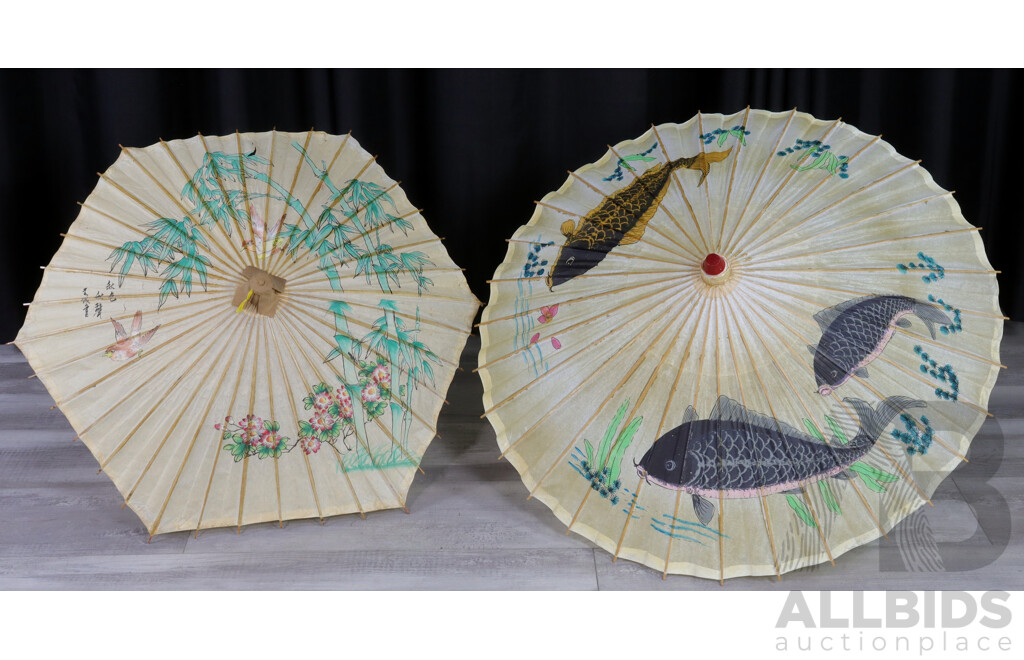 Pair of Vintage Paper Parasols