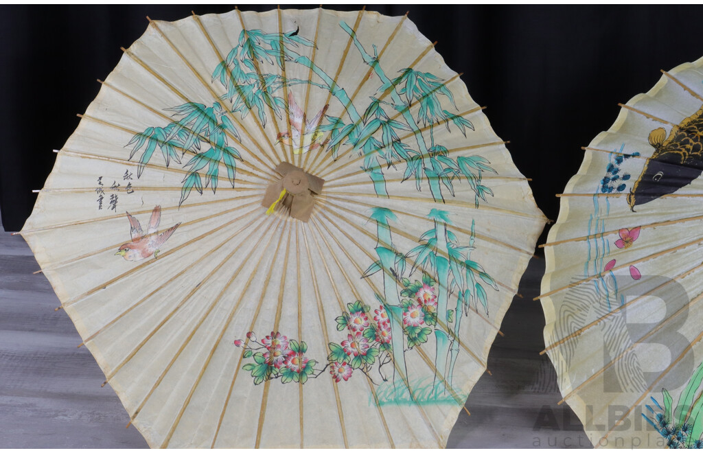 Pair of Vintage Paper Parasols