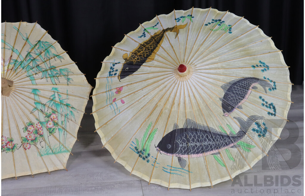 Pair of Vintage Paper Parasols