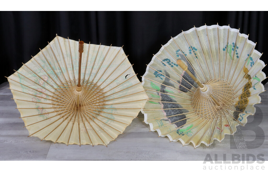 Pair of Vintage Paper Parasols