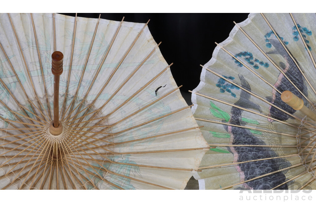 Pair of Vintage Paper Parasols