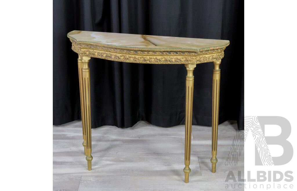 Gilt Based Hall Table with Faux Marble Top