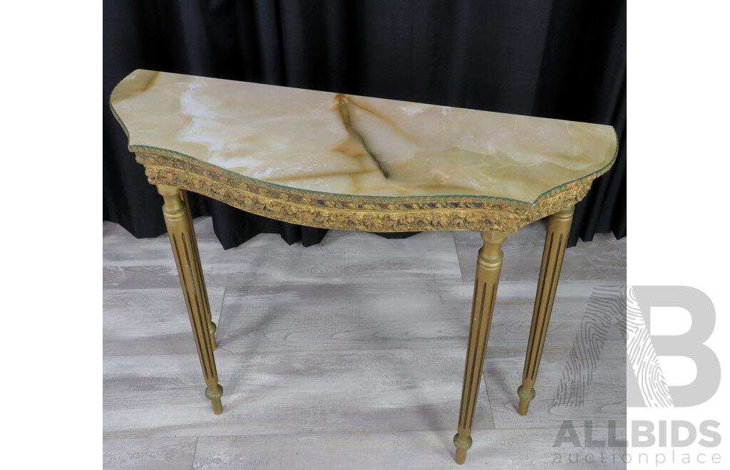 Gilt Based Hall Table with Faux Marble Top