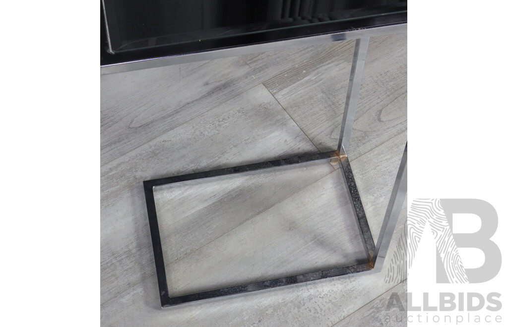 Modern Chrome Side Table with Mirrored Top