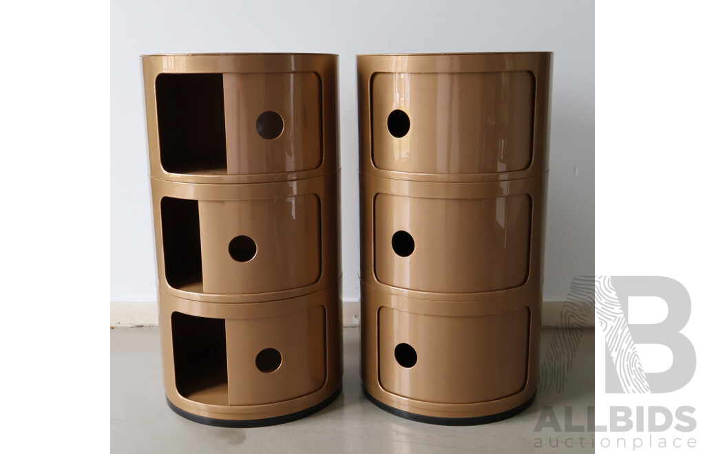 Pair of Round Barrel Form Side Cabinets