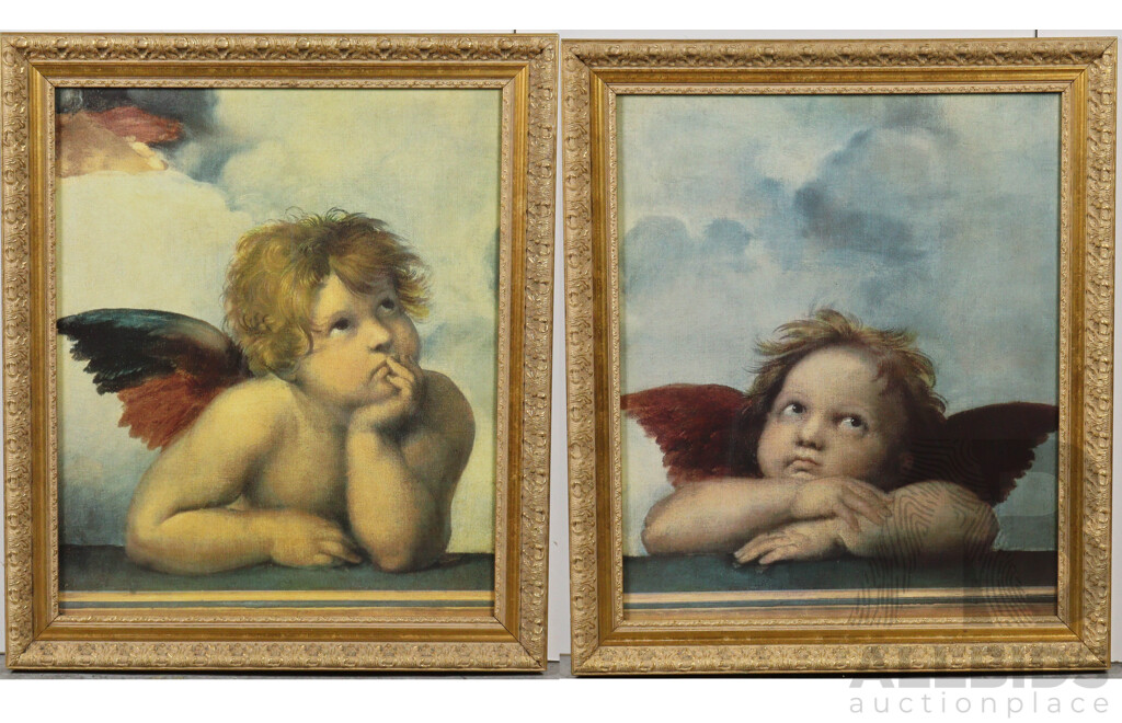 Pair of Putti Prints in Gilt Frames