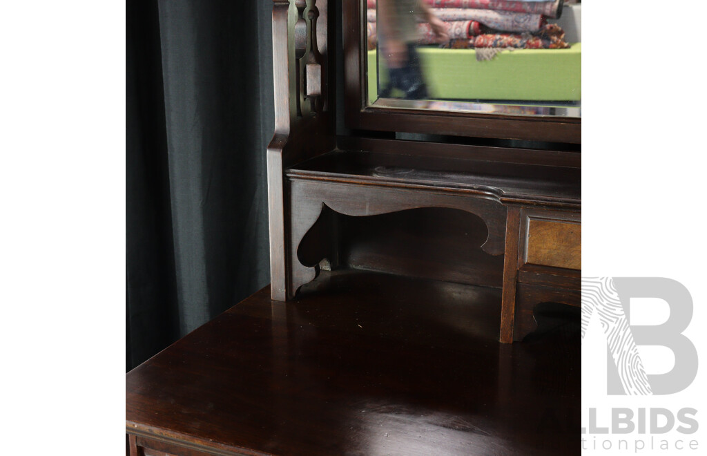 Victorian Walnut Five Drawer Dressing Table