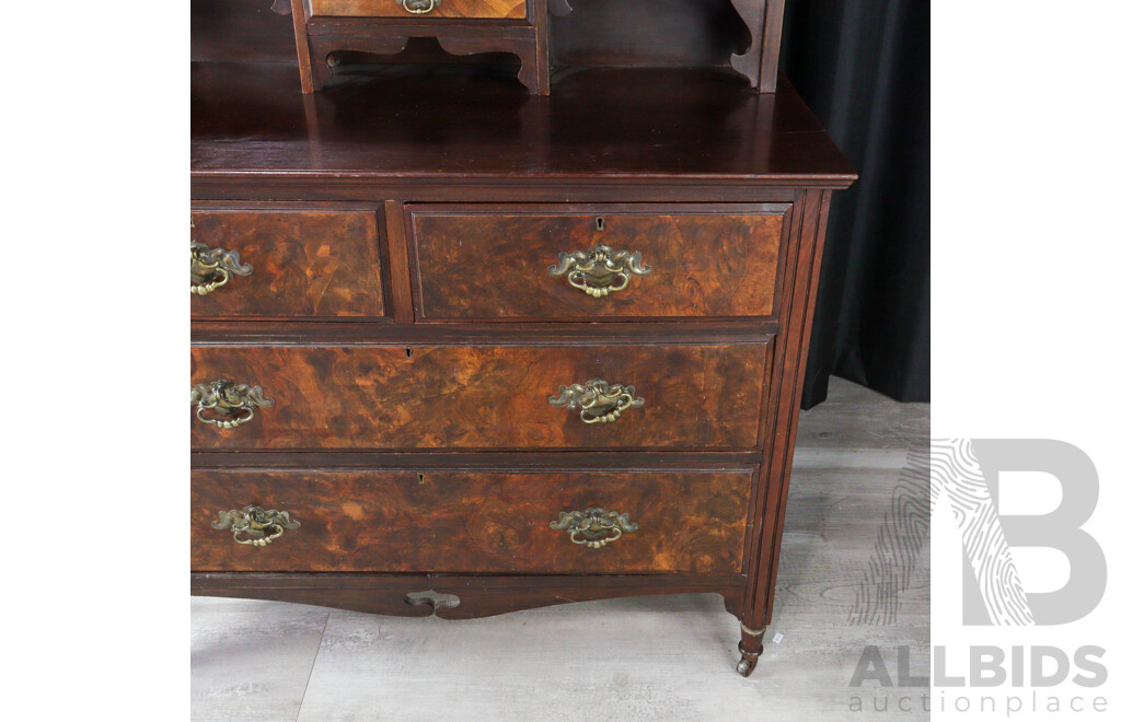 Victorian Walnut Five Drawer Dressing Table