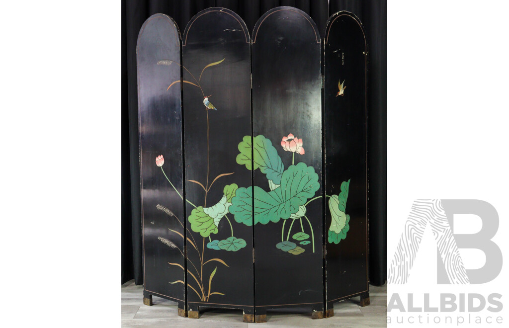 Japanese Four Panel Folding Dressing Screen