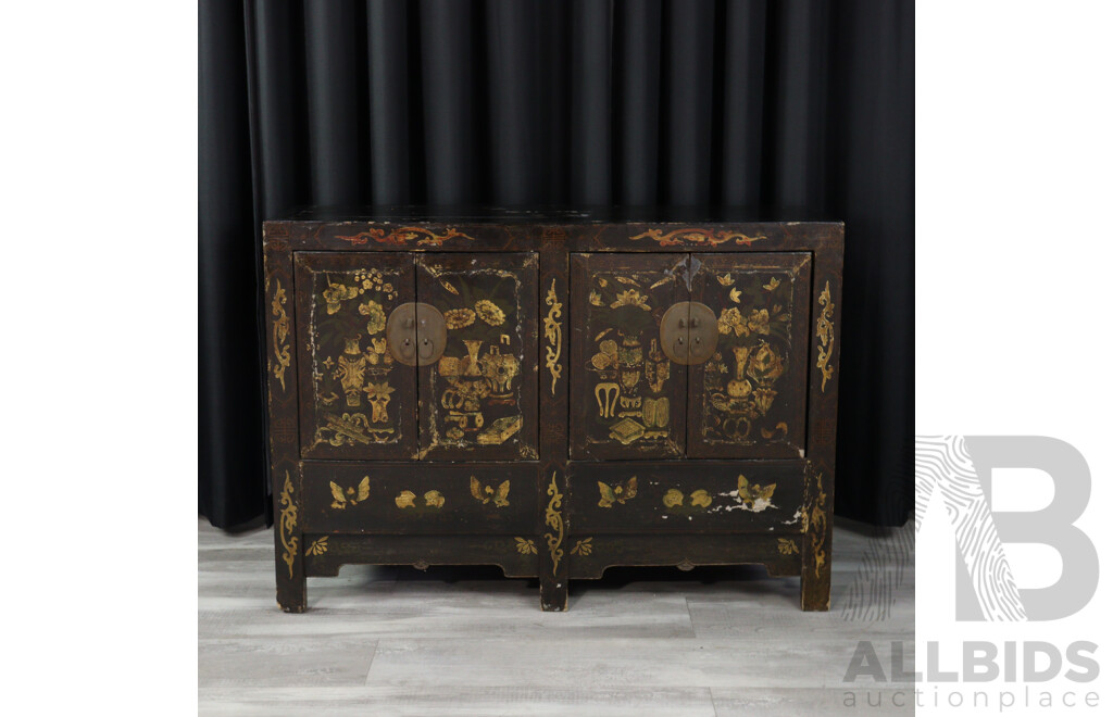 Vintage Chinese Four Door Sideboard