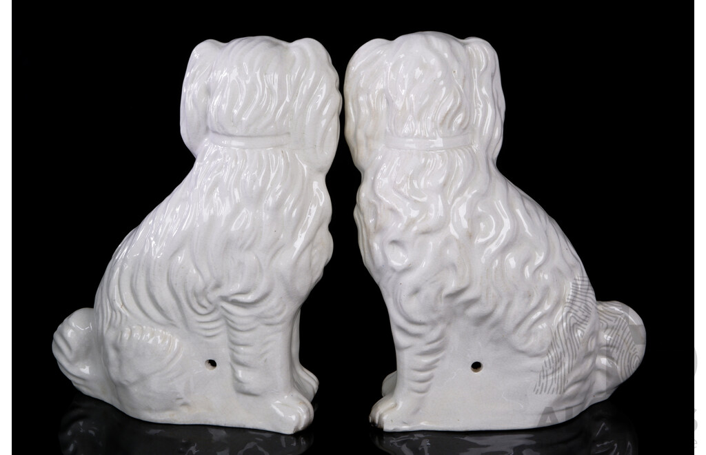 Pair Staffordshire Style Porcelain Wally Fire Dogs