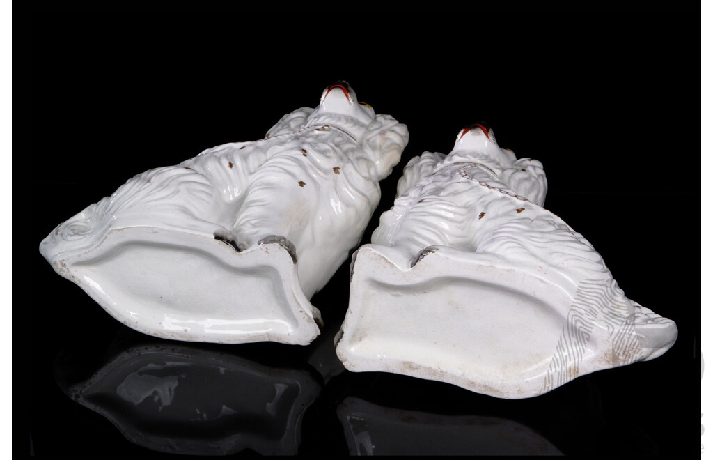 Pair Staffordshire Style Porcelain Wally Fire Dogs