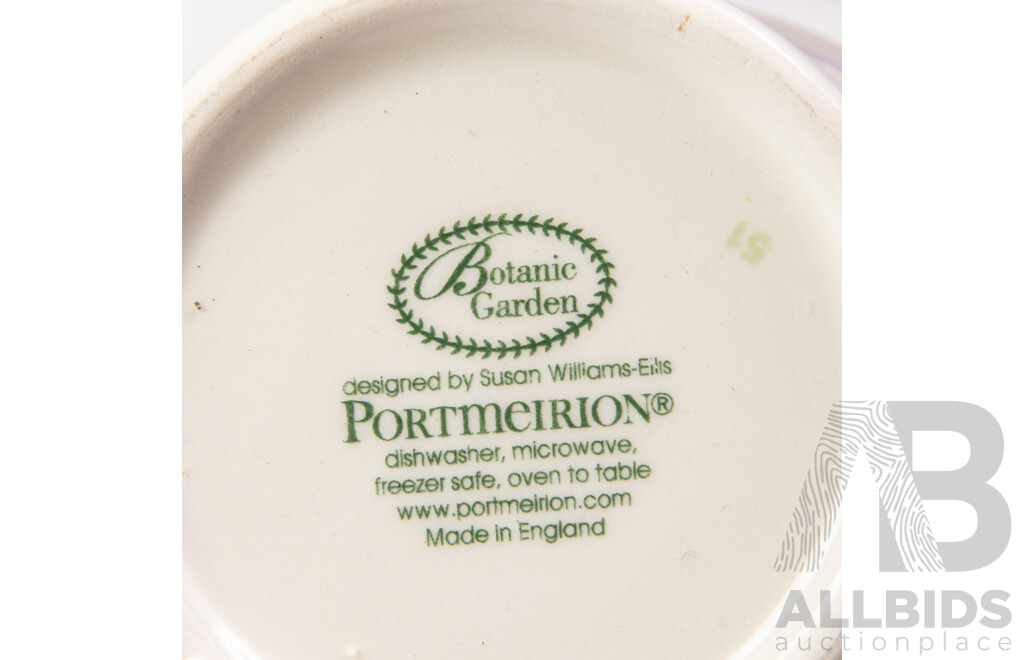 Set Six Portmeirion Porcelain Mugs in the Botanic Garden Series by Susan Ellis Williams