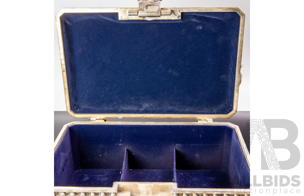 Roccoco-esque Metal Jewellery Lidded Casket with Lift Out Tray