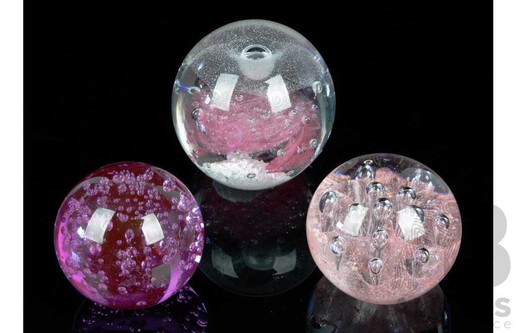 Collection Three Art Glass Paperweights