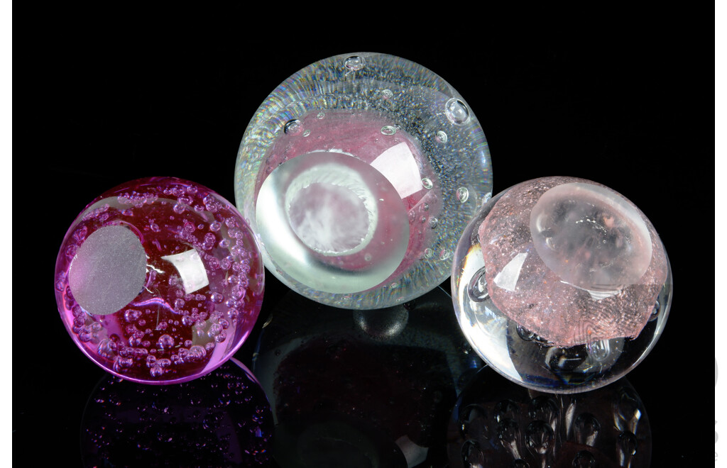 Collection Three Art Glass Paperweights