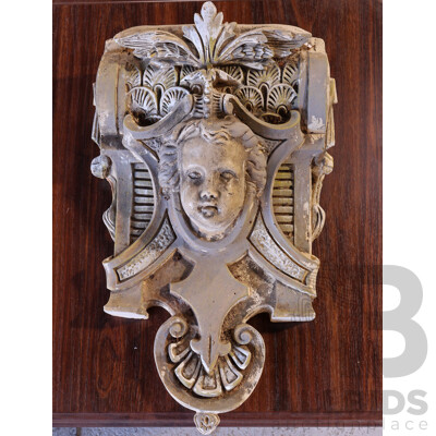 Vintage Cast Concrete Corbel with Putti