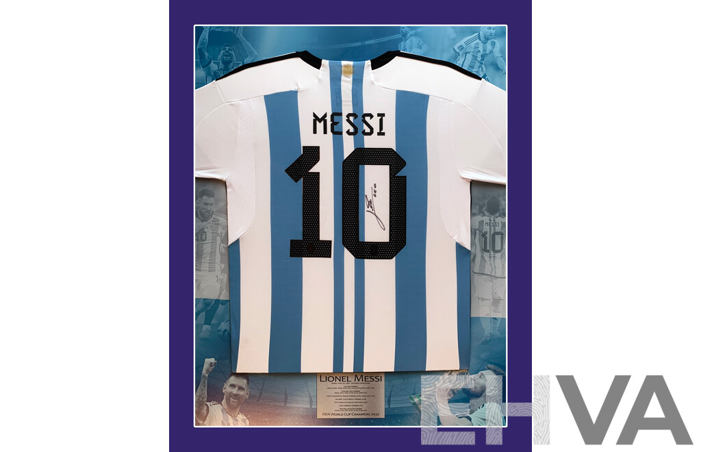 Lionel Messi - Signed Argentina Jersey Framed on a Custom Matboard
