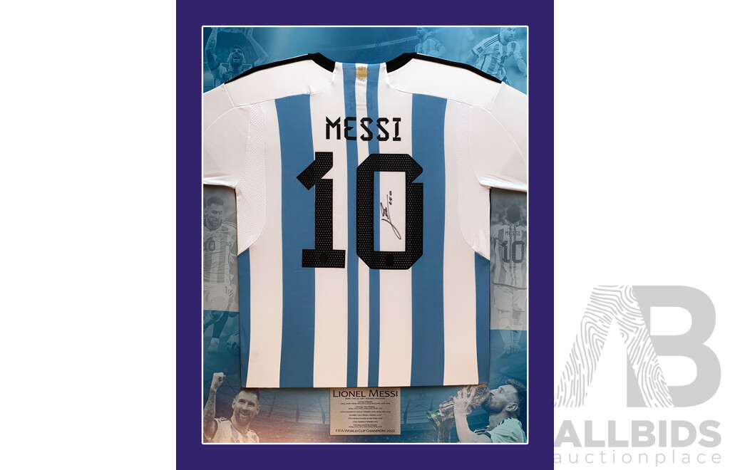 Lionel Messi - Signed Argentina Jersey Framed on a Custom Matboard