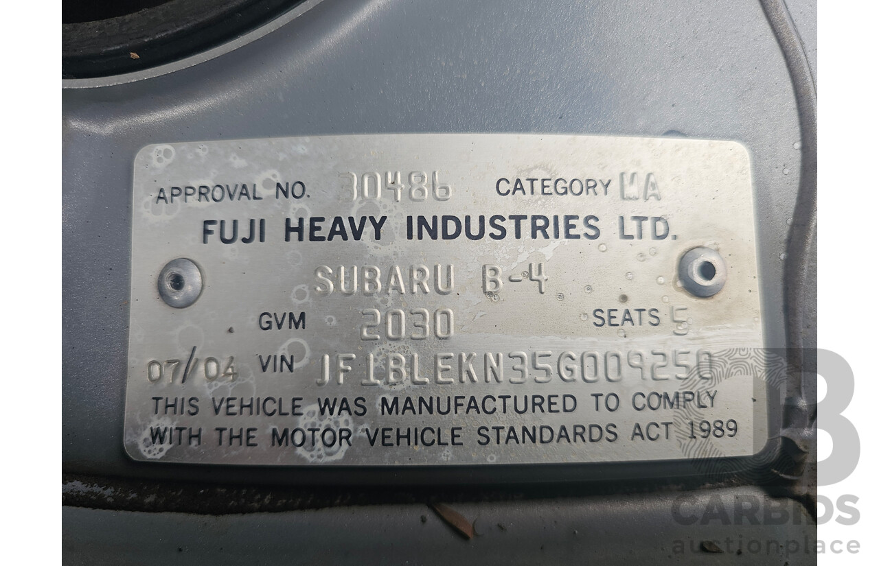 7/2004 Subaru Liberty 3.0r-B MY05 4d Sedan Silver 3.0L
