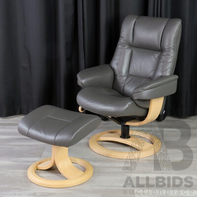 IMG Norway, Leather Recliner with Footstool