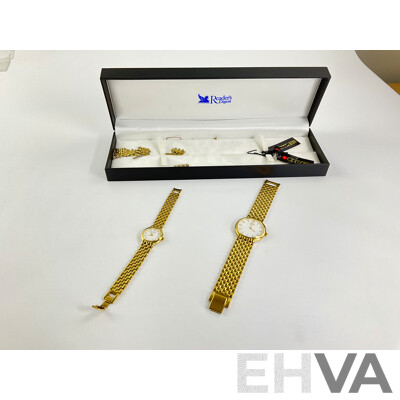 Citizen 'Reader's Digest' Released Ladies & Mens Gift Set of Gold Tone Watches 1020-S54554 & 1020-S54562