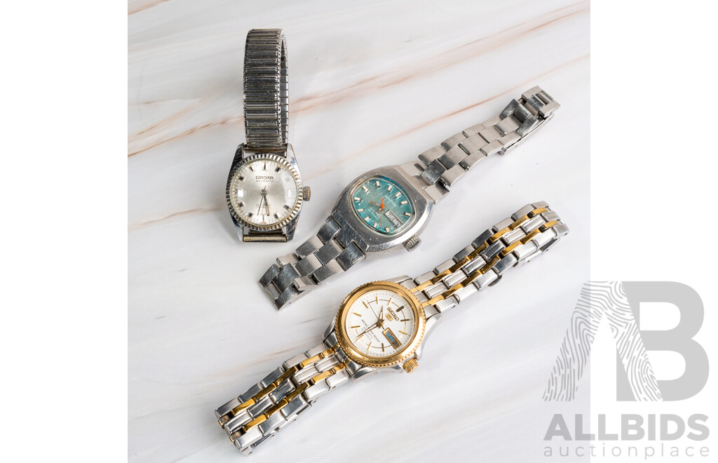 Vintage (3) Ladies Watch Collection, Seiko, Sandoz & Giroxa - All Manual Winding Observed with Movement