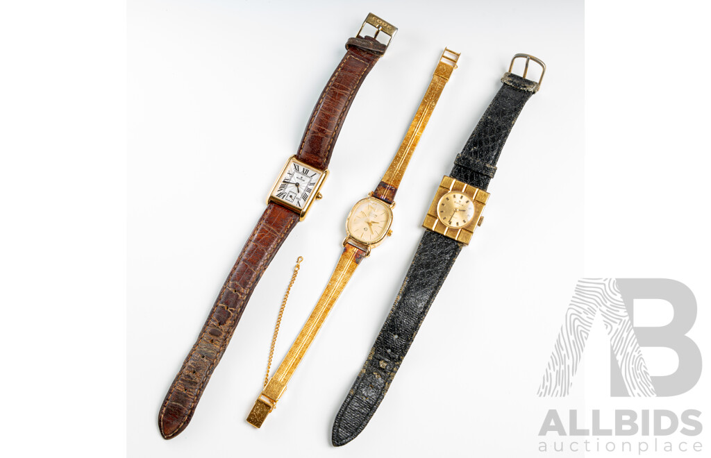 Edox (2) & Elgin (1) Ladies Vintage Dress Watches