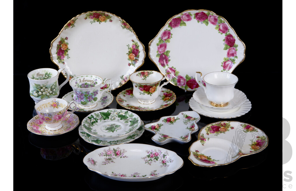 Collection 17 Pieces Royal Albert Porcelain Including Old Country Roses Tennis Duo