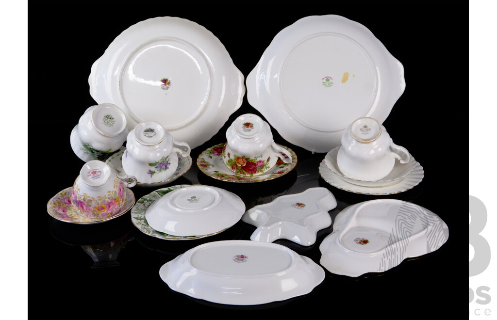 Collection 17 Pieces Royal Albert Porcelain Including Old Country Roses Tennis Duo