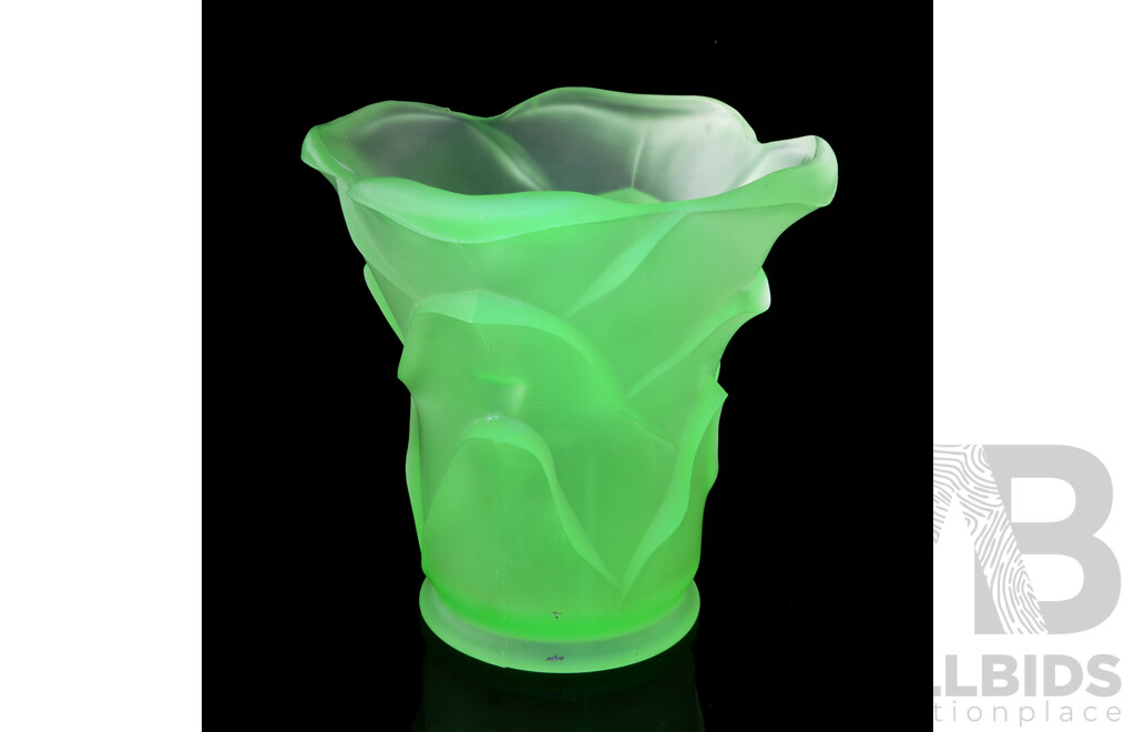 Uranium Glass Palm Form Vase