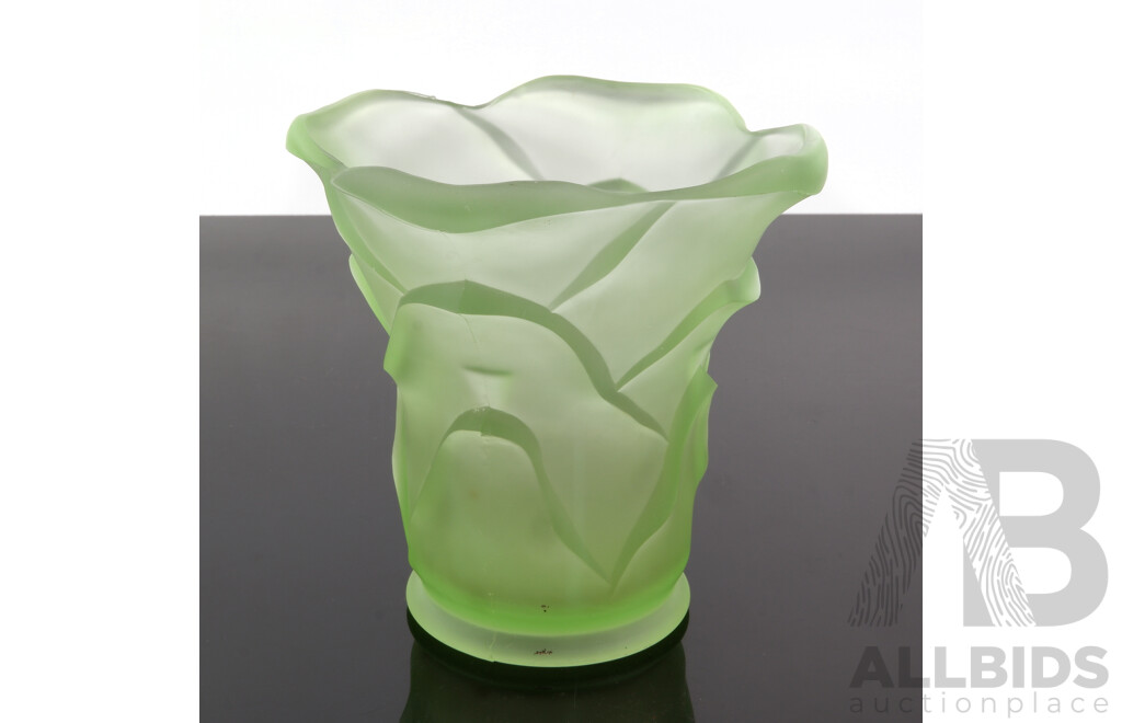 Uranium Glass Palm Form Vase