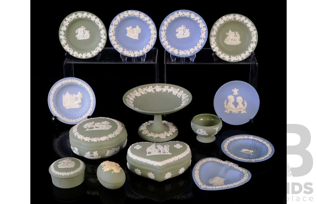 Collection English Wedgwood Jasperware Including Sage Green Examples